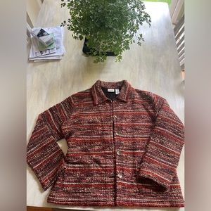 Chico’s Jacket, size 2, multicolored, metal bronze buttons